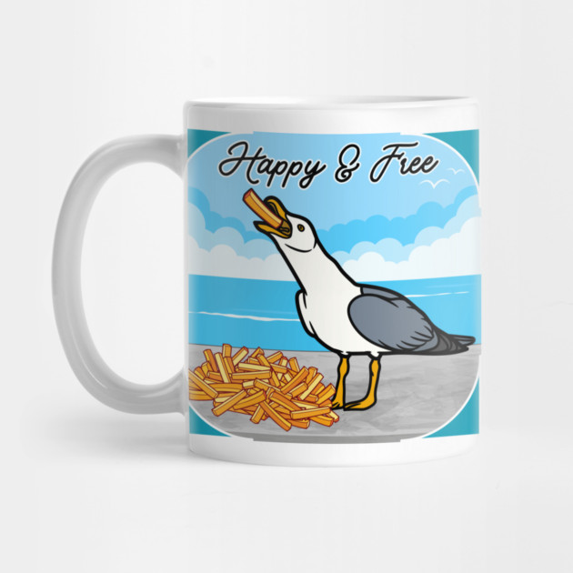 Happy Seagull with French Fry by Four Season Foraging