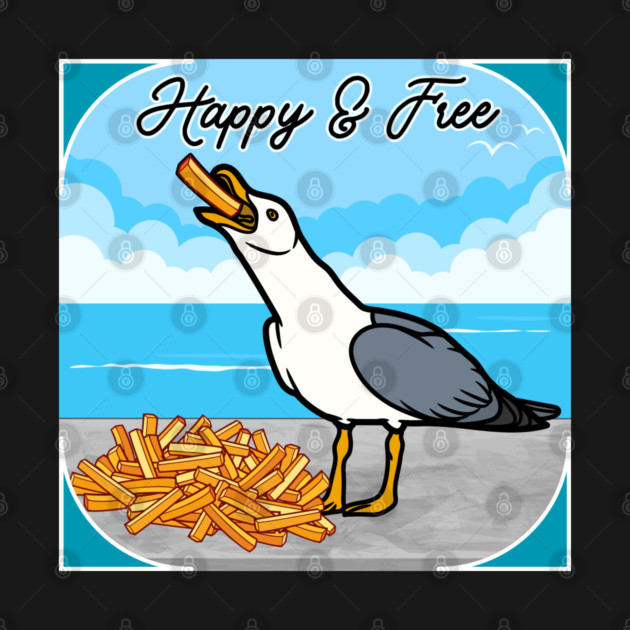 Happy Seagull with French Fry by Four Season Foraging