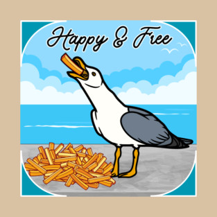 Happy Seagull with French Fry T-Shirt