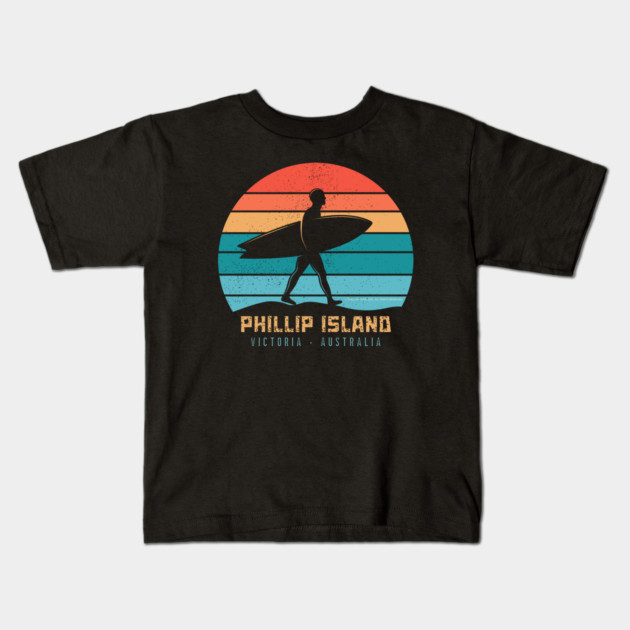 Phillip Island Victoria Australia Surf Kids T-Shirt by Timeless Chaos