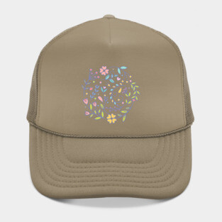 Pretty Pastel Swirl Of Flowers Doodle Design Hat