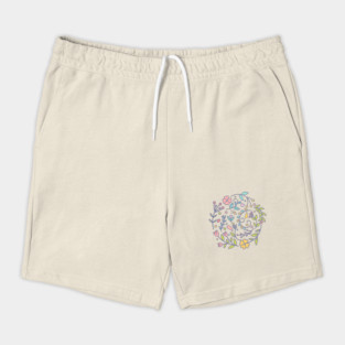 Pretty Pastel Swirl Of Flowers Doodle Design Shorts