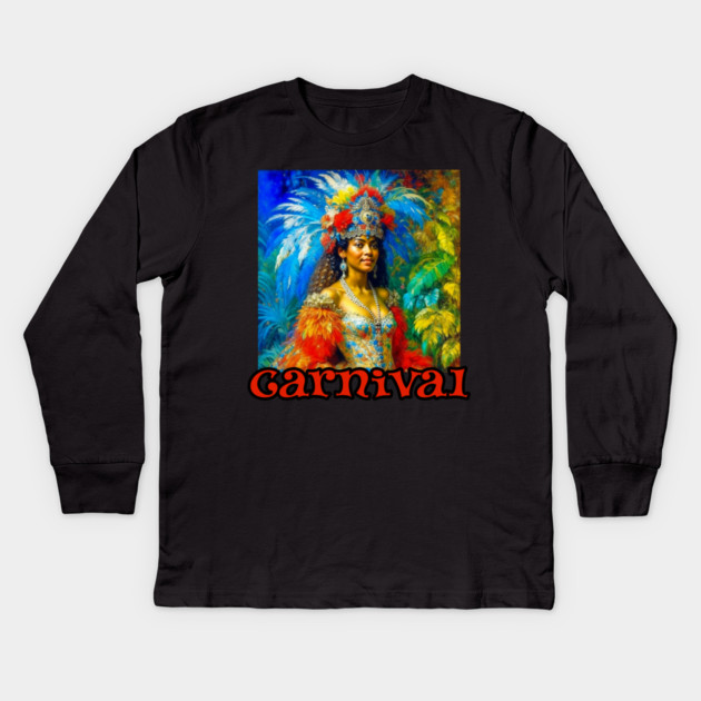 Vintage Brazilian Carnival Dancer Kids Long Sleeve T-Shirt by HolidayBug