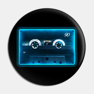 Blue Neon Cassette Tape Pin