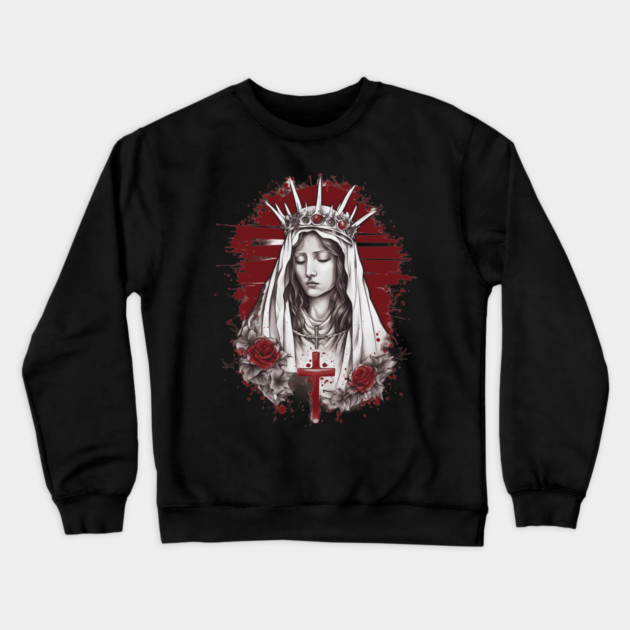 Mary Prayers of the Rosary Crewneck Sweatshirt by animegirlnft