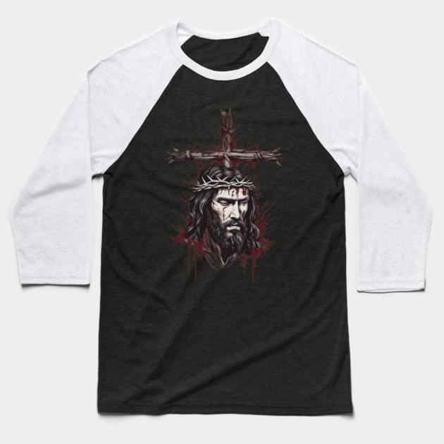 Jesus Christ Died for Our Sins Baseball T-Shirt by animegirlnft