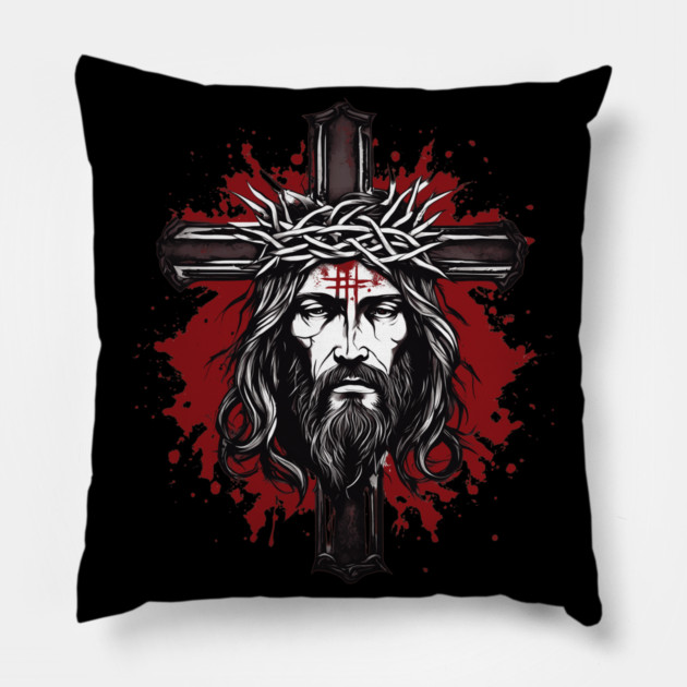 Jesus Christ Crown of Thorns Pillow by animegirlnft