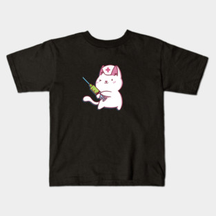 Awesome Cute Kawaii Cat Nurse Gift For Nurse Student and Cat Lover Kids T-Shirt