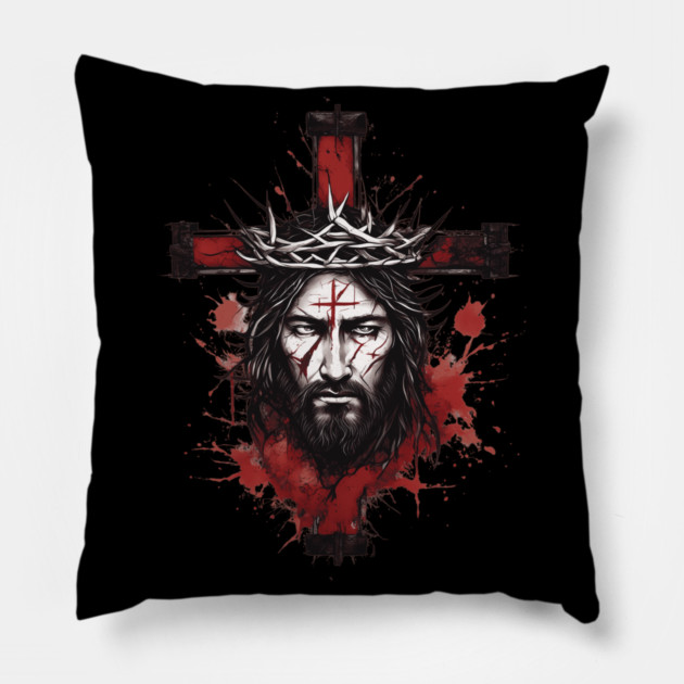 Jesus On The Cross Pillow by animegirlnft