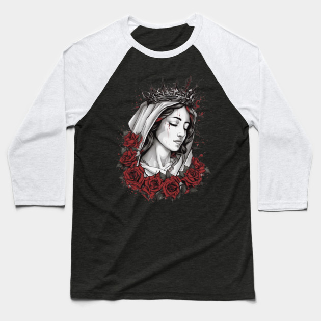 Mary, Mother Of Jesus Baseball T-Shirt by animegirlnft