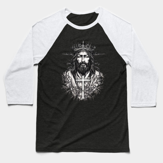 Jesus Walks On Water Baseball T-Shirt by animegirlnft