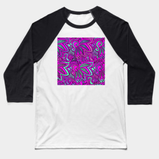 Magenta Cool Paisley Baseball T-Shirt