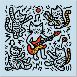 Rockin' Cats - Inspired by Keith Haring Posters and Art