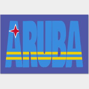 Aruba flag stencil Posters and Art
