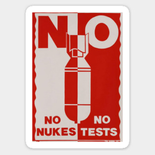 No Nukes No Tests Red Print Sticker