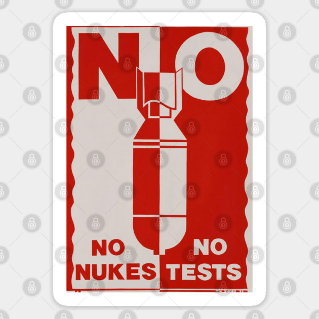 No Nukes No Tests Red Print Sticker by Timeless Chaos