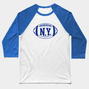 NY Retro Football - Blue Baseball T-Shirt