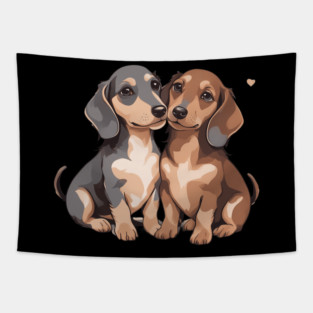 Mini Dachshund Puppies Tapestry