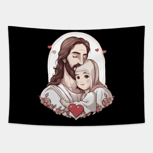 Jesus Loves You Tapestry by animegirlnft