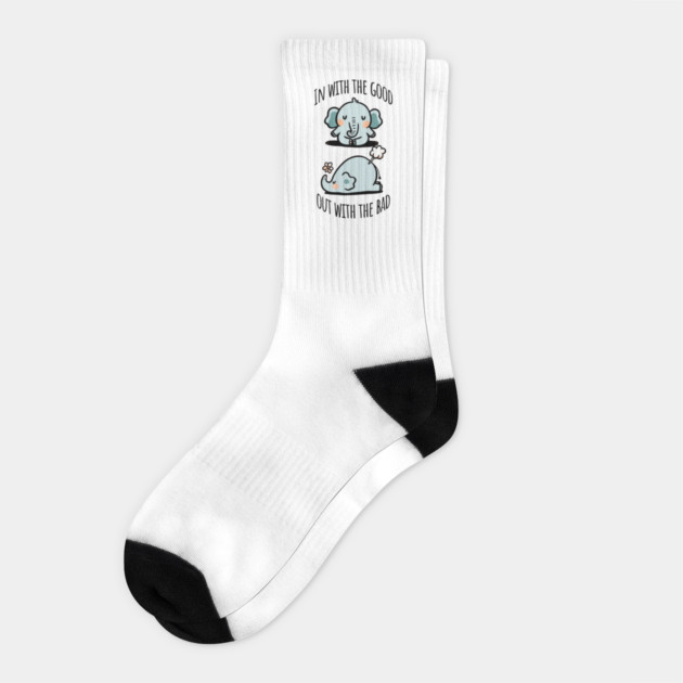 Cute Elephant Breathing Yoga In and Out Meditation design Socks by Luxinda