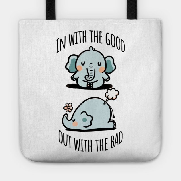 Cute Elephant Breathing Yoga In and Out Meditation design Tote by Luxinda