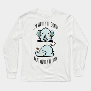 Cute Elephant Breathing Yoga In and Out Meditation design Long Sleeve T-Shirt