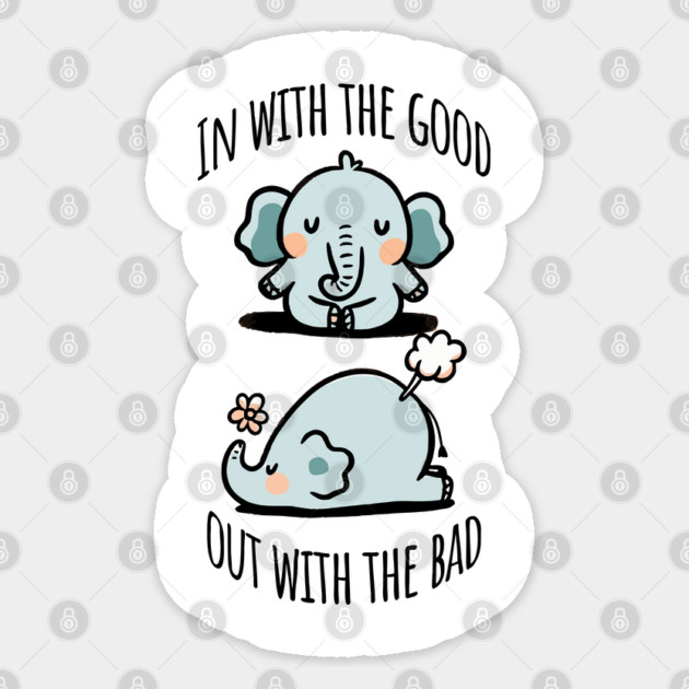 Cute Elephant Breathing Yoga In and Out Meditation design Sticker by Luxinda