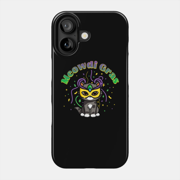 Meowdi Mardi Gras Cat Phone Case by HolidayBug