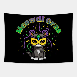 Meowdi Mardi Gras Cat Tapestry