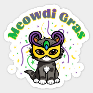 Meowdi Mardi Gras Cat Sticker