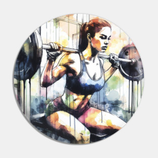 Artistic illustration of a woman lifting weights in the gym Pin