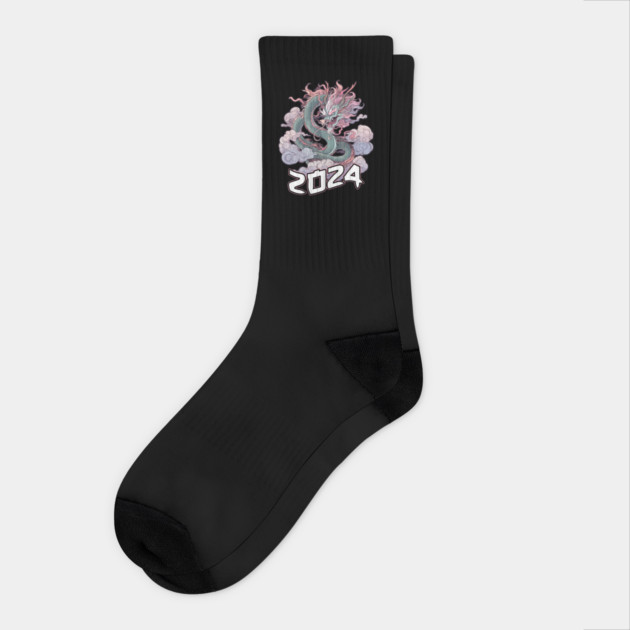 Chinese New Year of the Dragon 2024 Pastel Dragon Socks by creative