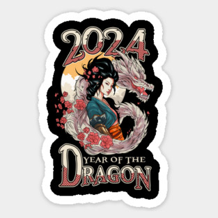Chinese New Year of the Dragon 2024 Geisha Dragon Sticker