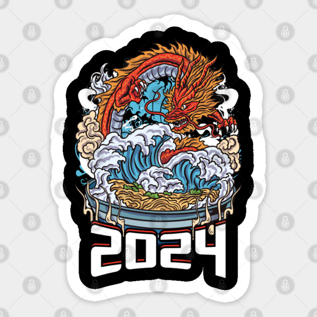 Chinese New Year of the Dragon 2024 Ramen and Wave Sticker by creative