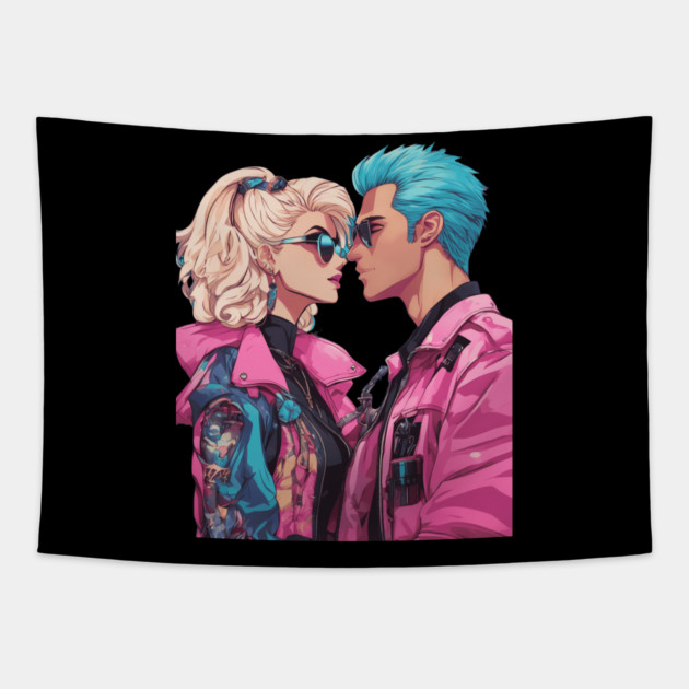 Anime True Love Exists Tapestry by animegirlnft