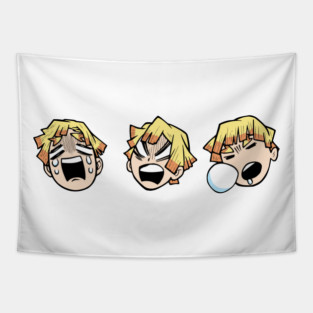 Zenitsu Mood Faces Demon Slayer Kimetsu No Yaiba Tapestry