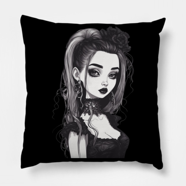 Goth Black is my Happy Color Pillow by animegirlnft