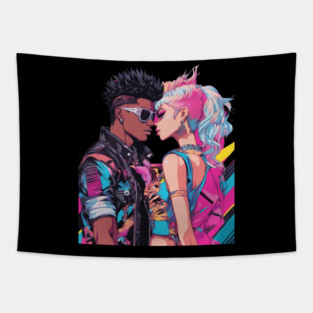 Anime Interracial Love Tapestry