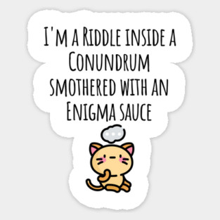 Funny I'm a Riddle Conundrum Enigma Cat design Sticker