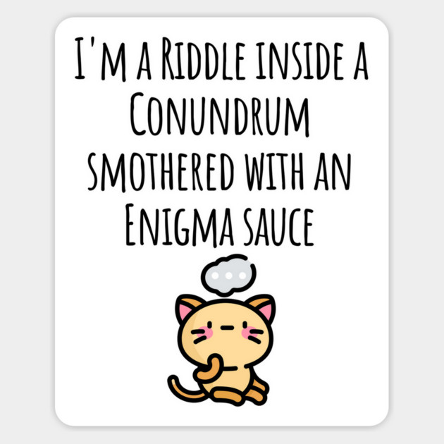 Funny I'm a Riddle Conundrum Enigma Cat design Magnet by Luxinda