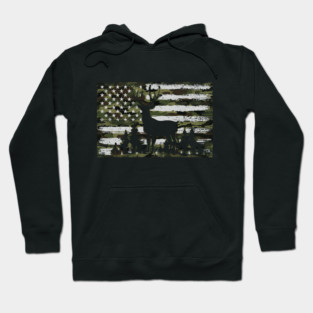 Camouflage American Flag Deer Hunting Hoodie