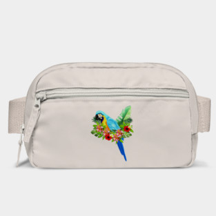 Blue Tropical Parrot Floral Bag