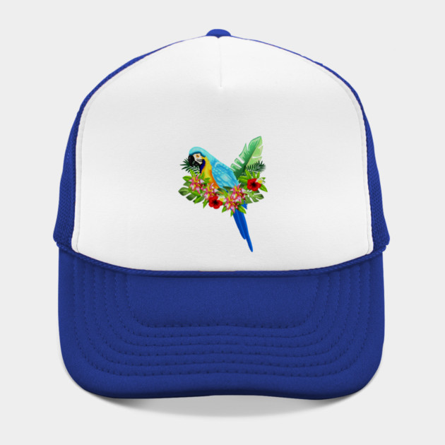 Blue Tropical Parrot Floral by logiamerch