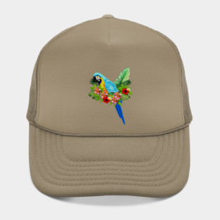 Blue Tropical Parrot Floral Hat
