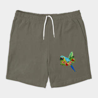 Blue Tropical Parrot Floral Shorts