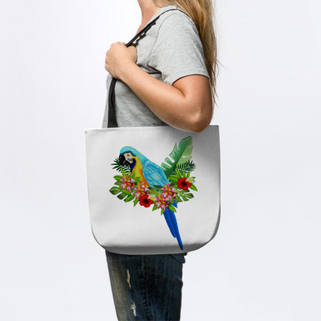 Blue Tropical Parrot Floral by logiamerch