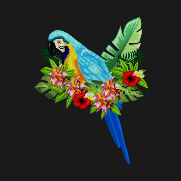 Blue Tropical Parrot Floral by logiamerch