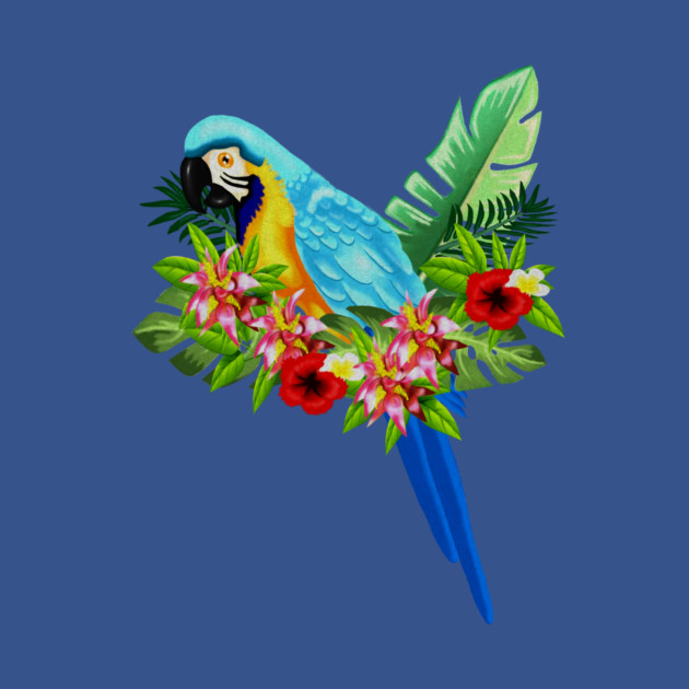 Blue Tropical Parrot Floral by logiamerch