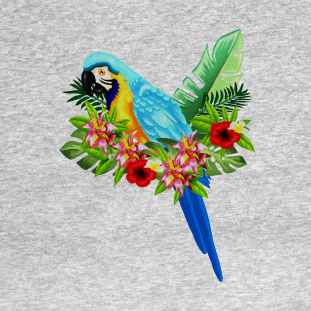 Blue Tropical Parrot Floral by logiamerch