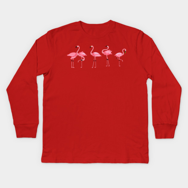 Flamingo Flock Kids Long Sleeve T-Shirt by logiamerch